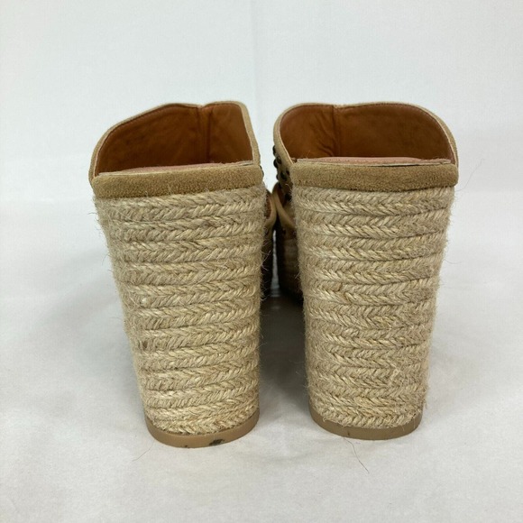 Mi.iM‎ Sandals Womens Sz 6.5 Beige Studded Suede Leather Slide On Espadrille - Picture 4 of 8